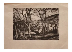 Diego Pettinelli - Landscape - Original Lithograph on Paper - Mid-20th Century