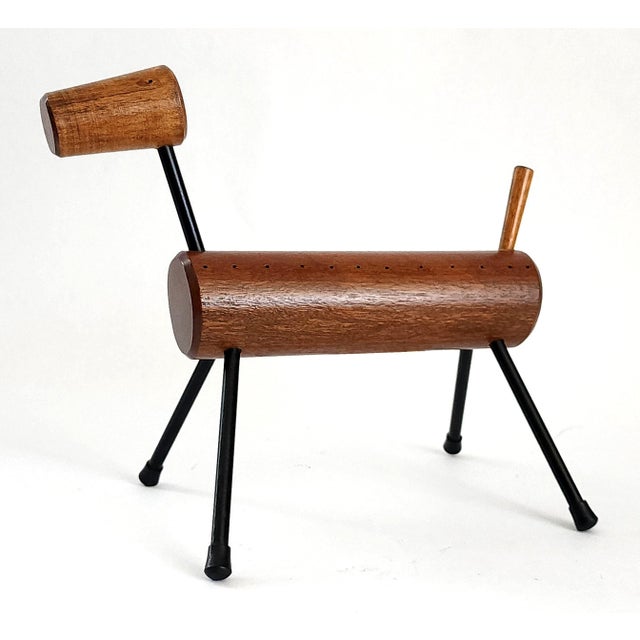 Wood Sculpture Teak Cocktail Pick Holder Dog For Sale - Image 7 of 12