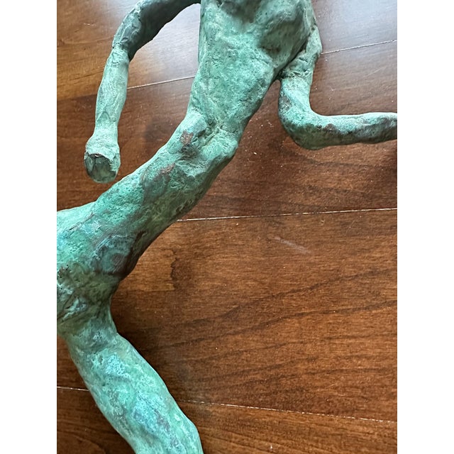 Metal Vintage Bronze 14.5” Brutalist Running Figure For Sale - Image 7 of 16
