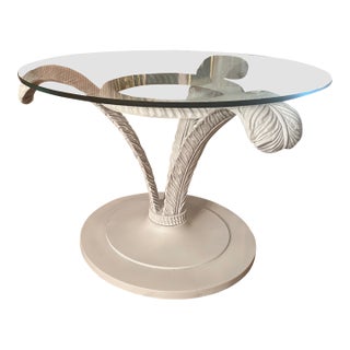1960s Tri-Plume Hollywood Regency Glass Topped Coffee or Occasional Table For Sale