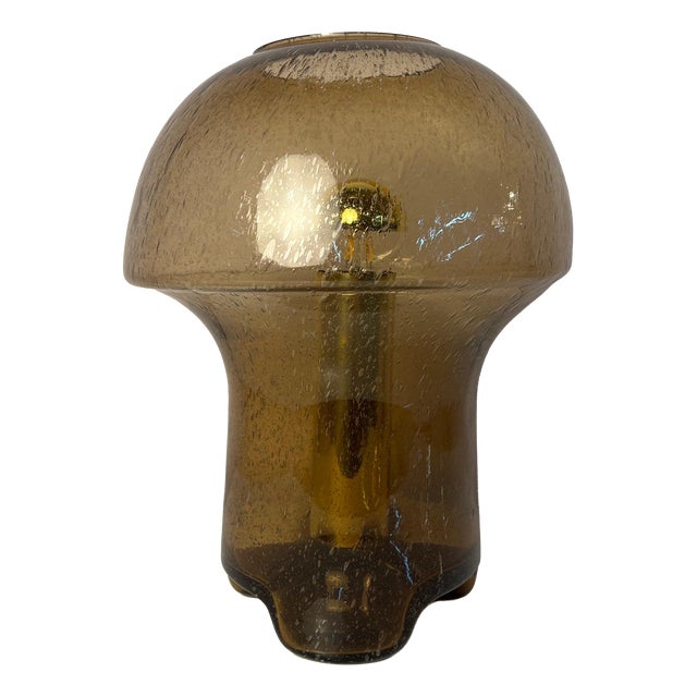 Brown Mushroom Lamp with Glass Inclusion from Süssmuth Leuchten, 1970s For Sale