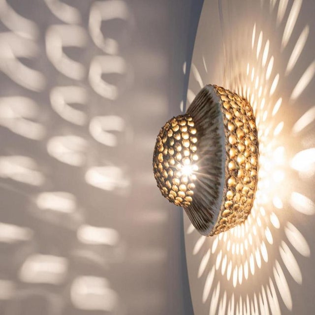 Brown Round Ceramic Wall Light in the style of Axella, Denmark, 1970s For Sale - Image 8 of 15