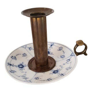 1960s Royal Copenhagen Blue Fluted Candle Holder For Sale