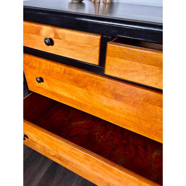 One-of-a-kind refinish on a solid birch circa 1925–1935 American Colonial Revival/Depression-era chest of drawers. Frame,...