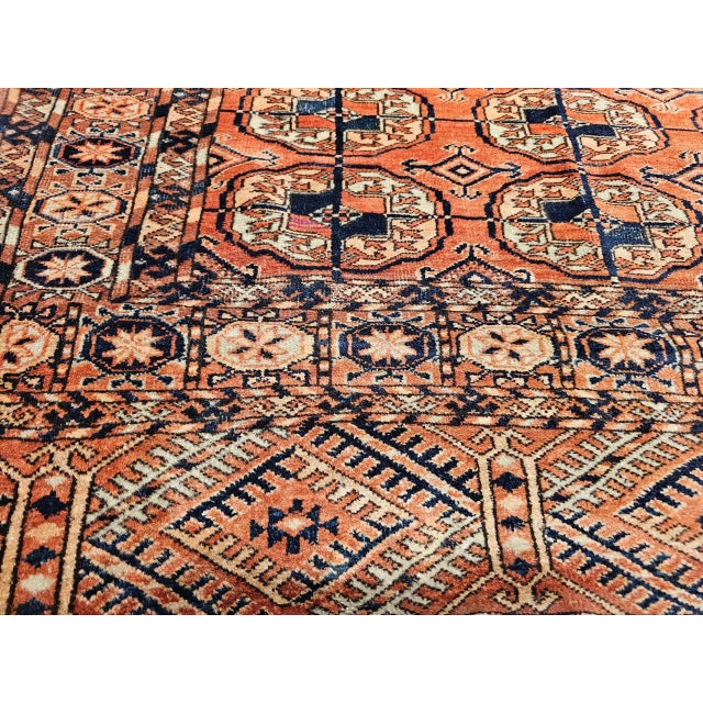 Vintage Turkmen Tekke Area Rug, Wool Pile, Brick-Red, Early 1900s For Sale - Image 10 of 12