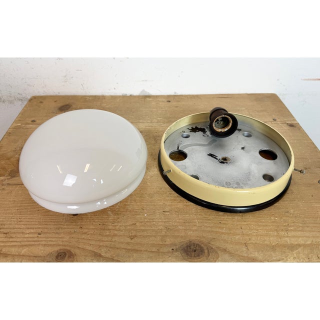 Metal Industrial Bakelite Wall Light with Milk Glass, 1950s For Sale - Image 7 of 12