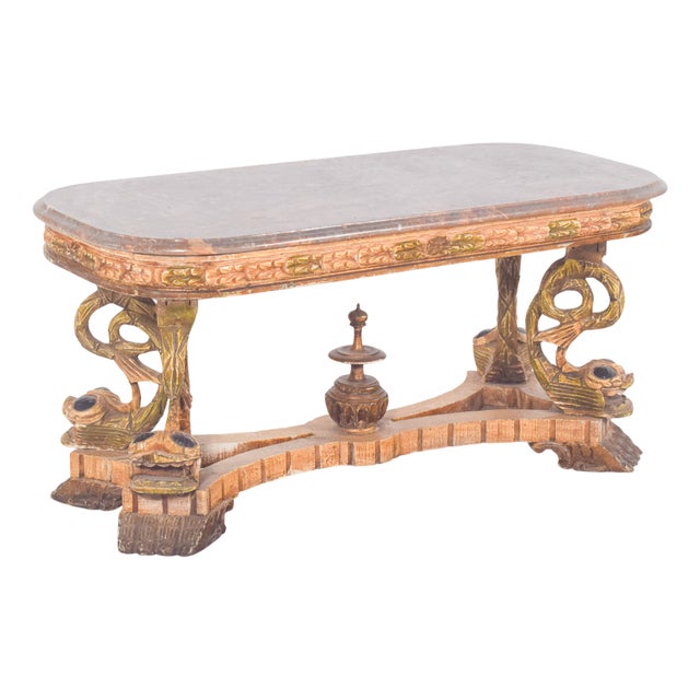 Rectangular Coffee Table with Marble Top, 1920s For Sale