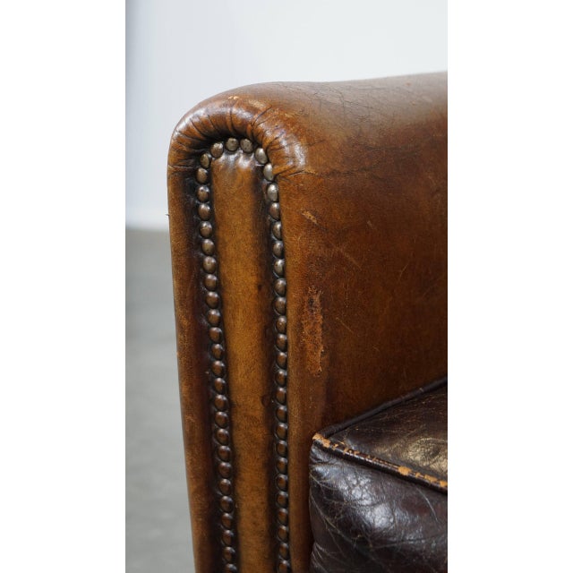 Vintage Sheep Leather Armchair For Sale - Image 13 of 14