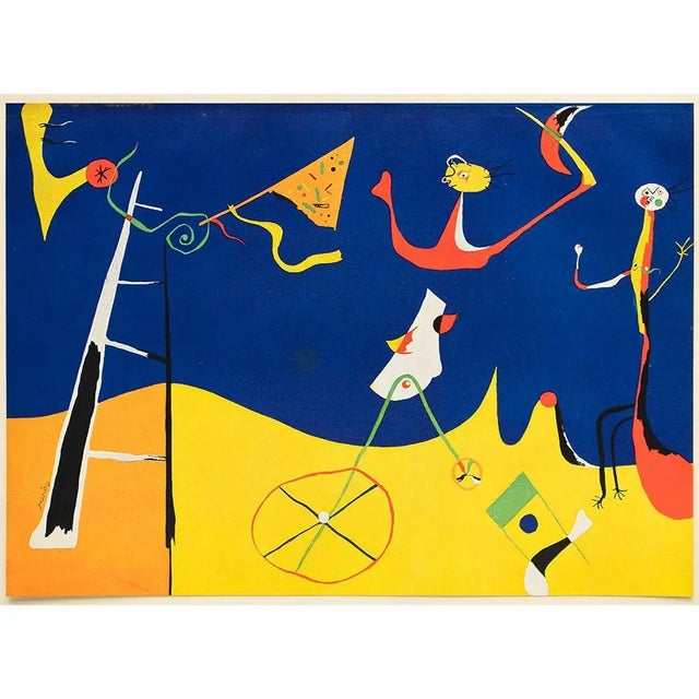 Navy Blue 1940s After Joan Miró, "The Circus", First Edition Period Swiss Lithograph For Sale - Image 8 of 8