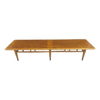 Lane Acclaim Mid 20th Century Extra Long Walnut Dovetail Coffee Table For Sale