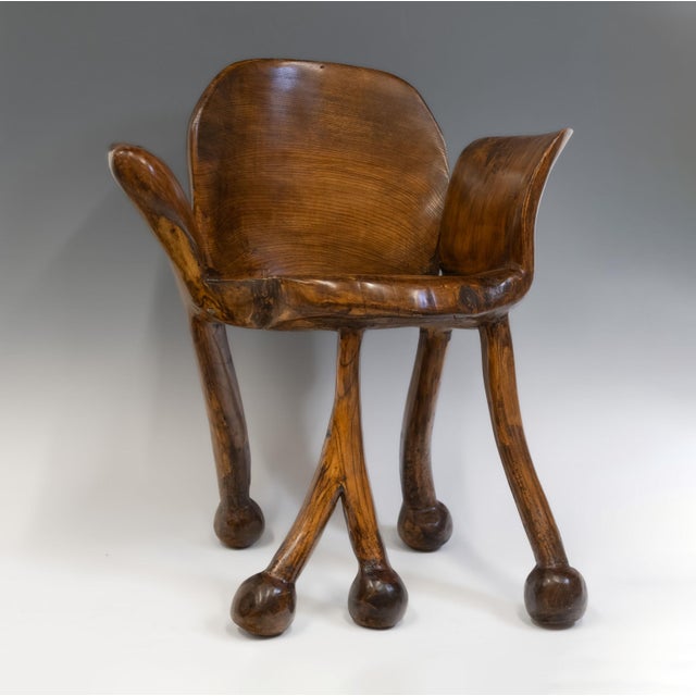Organic Brutalist Sculptural Elm Armchair from Pierre Decorse, 2001 For Sale - Image 15 of 15