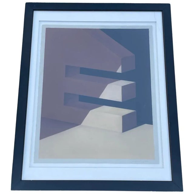 Beige Late 20th Century Original Richard Parker Geometric Pastel Painting For Sale - Image 8 of 8