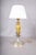 Brass and Silver-Toned Table Lamp with Leaf Base and Pleated Shade, 1960s For Sale - Image 6 of 15