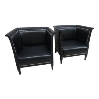 Swedish Art Nouveau Style Black Chairs - a Pair For Sale