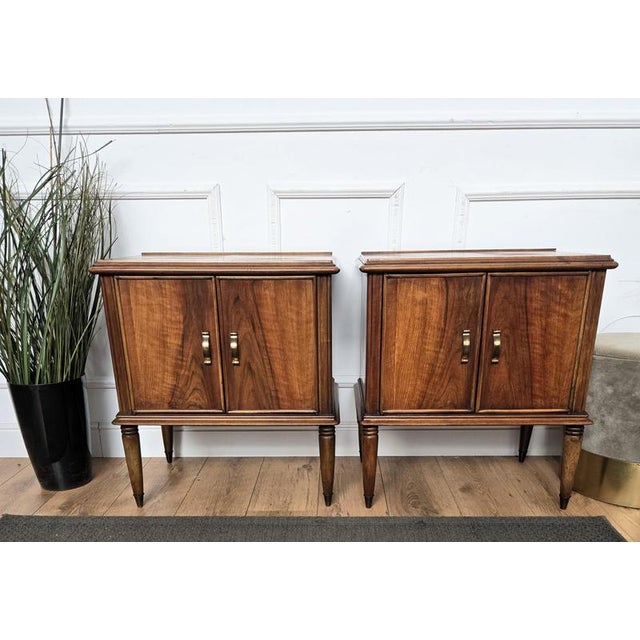 Mid-Century Italian Wood Bedside Tables, 1950s, Set of 2 For Sale - Image 6 of 11