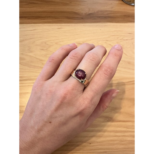 This lovely 7.33 carat star ruby ring is made in solid 14k gold with natural earth mined diamonds in solid 14k gold. This...