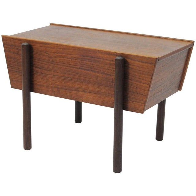 Wood Fully Restored Danish Sewing Side Table in Teak, 1960s For Sale - Image 7 of 7