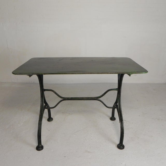 Mid-Century Modern Steel Garden Bistro Table with Curved T-Profiles, 1950s For Sale - Image 3 of 18