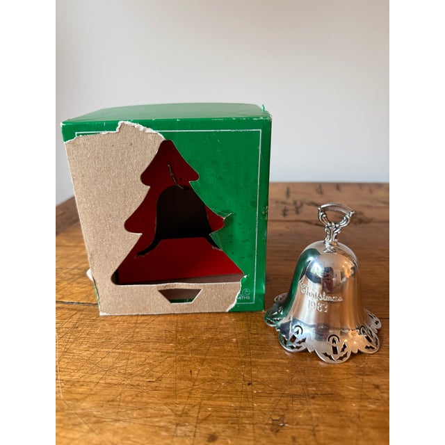 Silver Vintage Towle Silverplated Pierced Christmas Bell Ornament, 1983 For Sale - Image 8 of 8