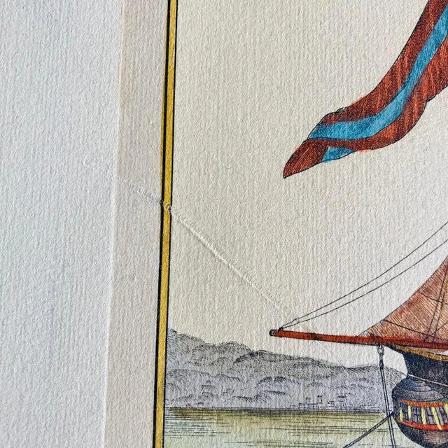 19th Century Hand Colored Ship Engraving by V Cioni For Sale - Image 10 of 11