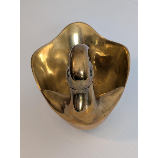 Mid-Century Solid Brass Swan Planter Hollywood Regency Style For Sale - Image 4 of 5