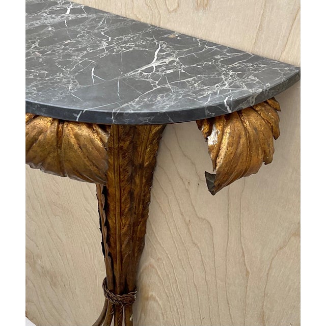 Vintage Gilt Metal and Marble Wall Console For Sale - Image 10 of 13