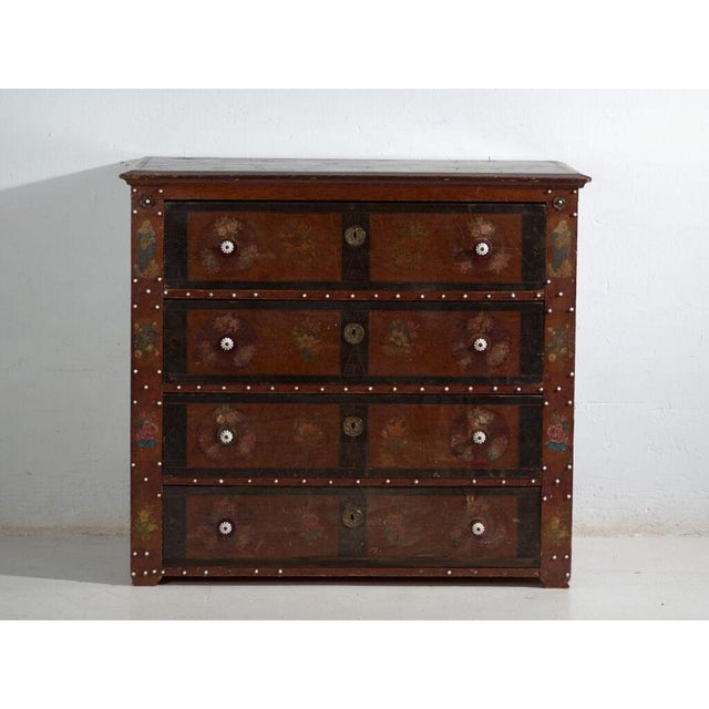 Antique Painted Folk Chest of Drawers in Wood, Austria, 1900 For Sale - Image 6 of 11