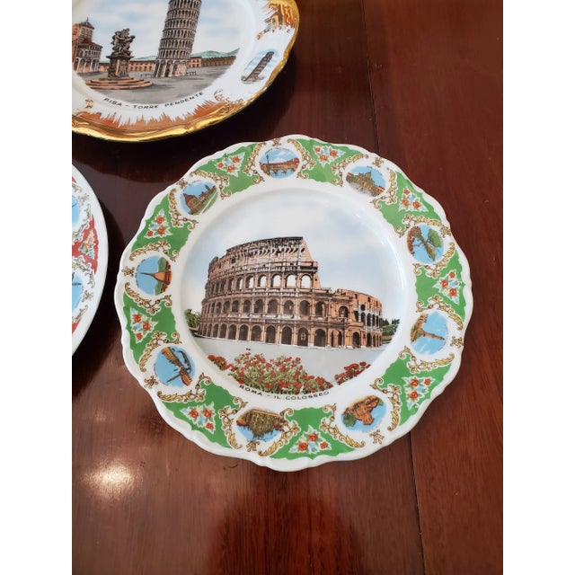 A vintage set of three 1950's mid century souvenir Italian scenery plates. These fine plates each depict historical...