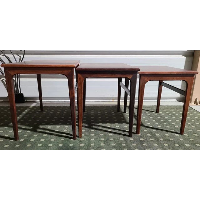 Mid-Century Modern Mid-Century Nest of Table Rosewood, Denmark, 1950s, Set of 3 For Sale - Image 3 of 11