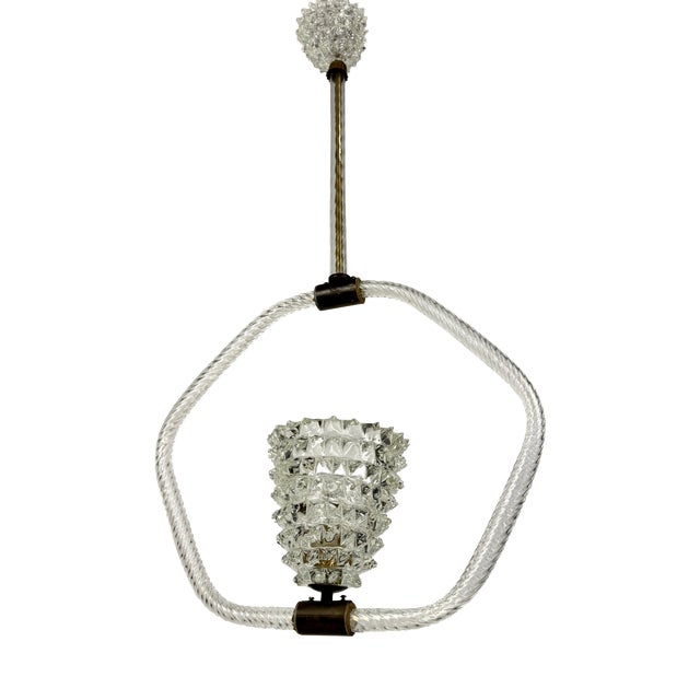 Murano Rostrato Glass Pendant Lamp from Barovier & Toso, 1940s For Sale