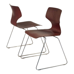 Pair of 1980s Stacking Bentwood Chairs by Pagholz Flötotto