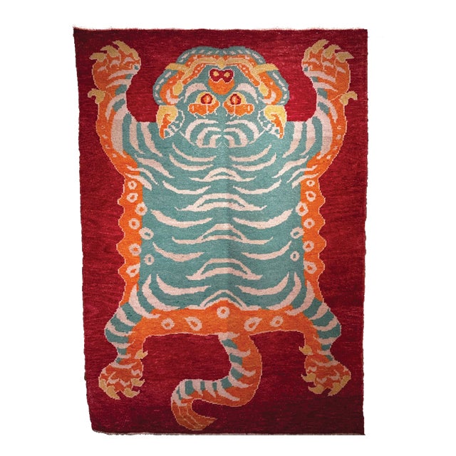 Turkish Handwoven Tapis Tigre Rug, 1960s For Sale