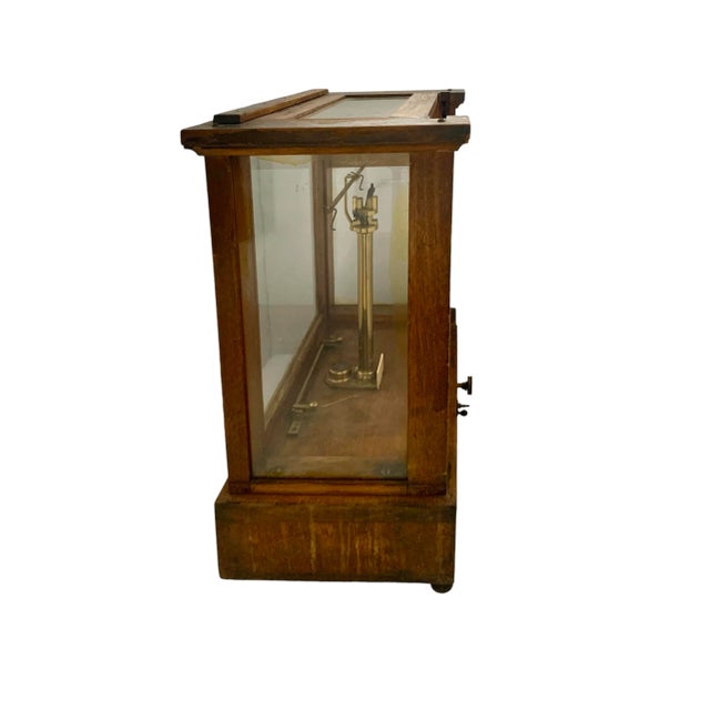 Brown Early 20th Century Antique Pharmacist Scale in Wood Glass Case by Voland and Sons For Sale - Image 8 of 11