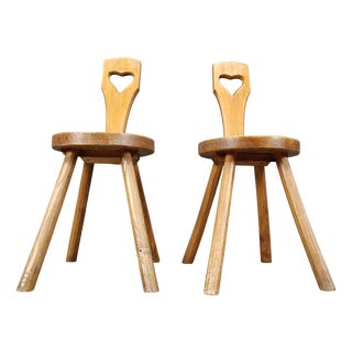Set of Brutalist Heart Shaped Side Chairs, 1960s For Sale