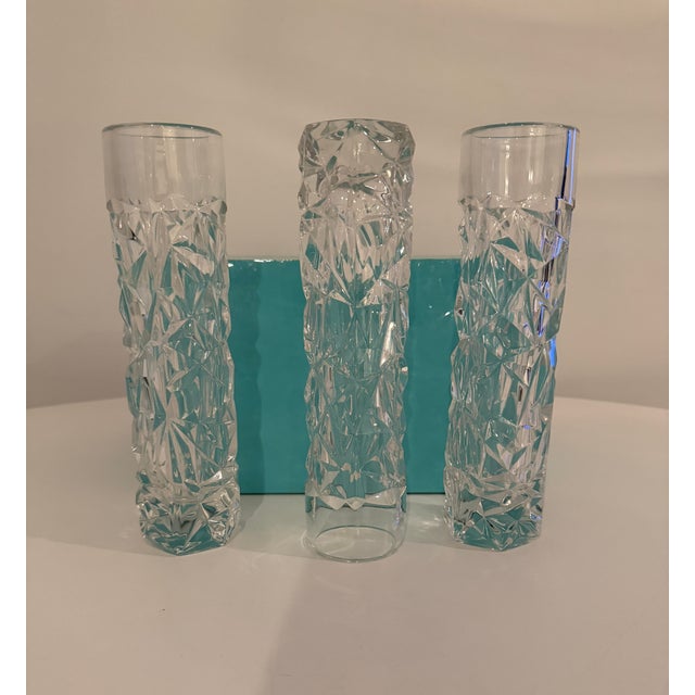 1970s Set of Tiffany Cut Crystal Bud Vases For Sale - Image 5 of 7