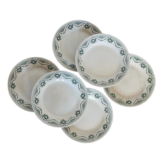 Iron Earth Flat Plates from Galeries Ennegé Paris, 1930s, Set of 6 For Sale