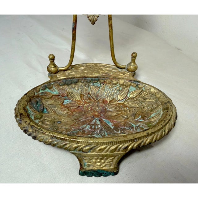 Bronze Antique Ornate Gilt Bronze Aesthetic Eastlake Pocket Watch Stand Holder Dish For Sale - Image 8 of 9