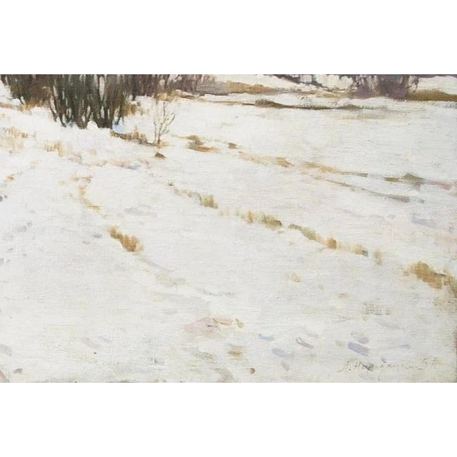 1950s Winter Impressionism Oil Painting, Ukrainian Art 1951 For Sale - Image 5 of 6