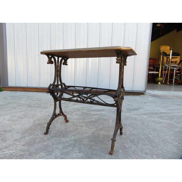Vintage 1930's Hand Forged Wrought Iron Gilt Side Table ~ Spanish Revival ~ Hollywood Regency ~ French ~Plant Stand For Sale - Image 11 of 18