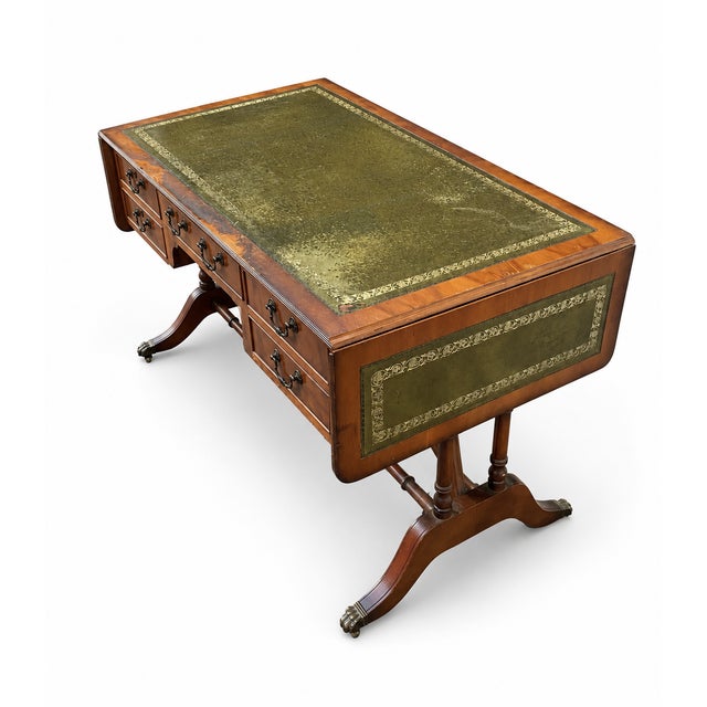 Brown English Mahogany Double-Sided Desk with Extension, 1920s For Sale - Image 8 of 13
