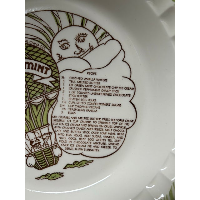 This is a a lovely pie dish with a recipe for Chocolate-Mint Ice Cream Pie. It features a whimsical smiling sun with the...