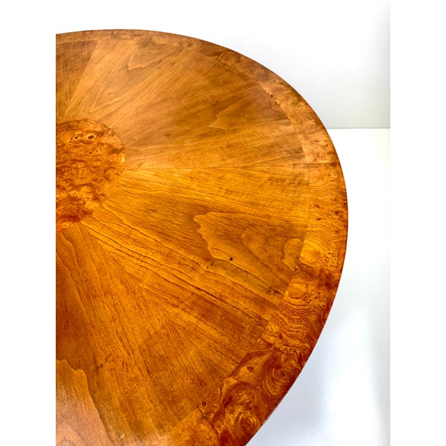 Wood 1960s Mid-Century Federal Style Burl Walnut Sunburst Coffee Table For Sale - Image 7 of 11