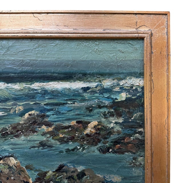 Mid 20th Century Mid-20th Century American Seascape Oil Painting For Sale - Image 5 of 11