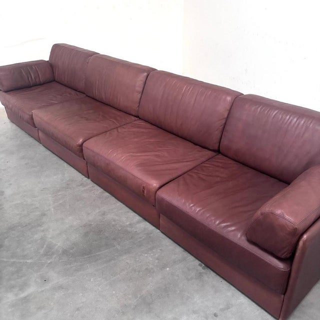 Vintage Modular Sofa in Brown Leather from de Sede, 1970s, Set of 4 For Sale - Image 5 of 18