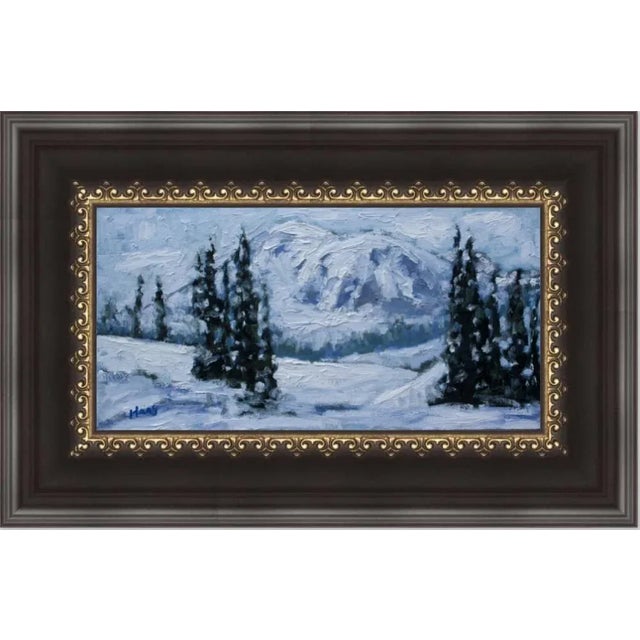 White "Mt. Rainier Paradise" Contemporary Winter Landscape Oil Painting For Sale - Image 8 of 12