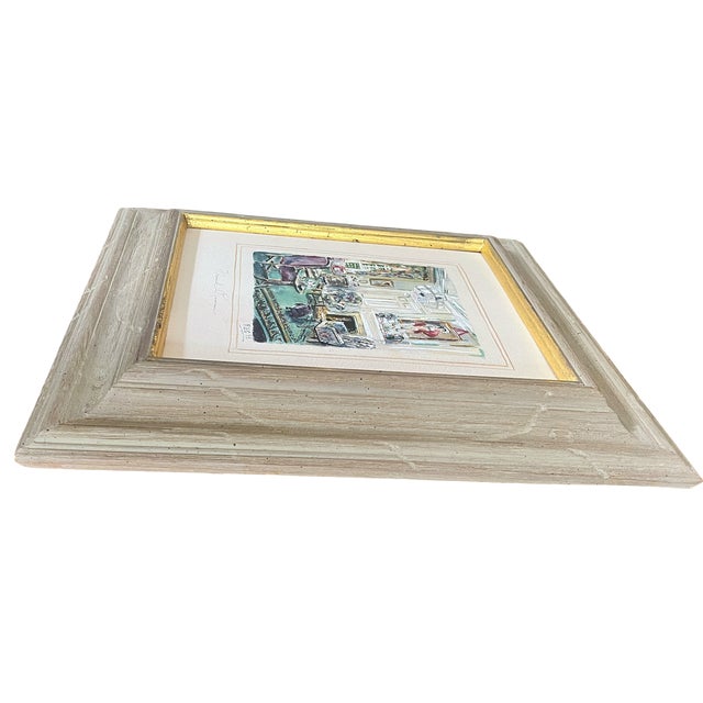 Chanel 1935 “French Room” Signed Watercolor Interior Painting in Gilt-Trimmed Wood Frame For Sale - Image 4 of 10