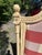 French Provincial Style Carved Wood King Headboard With Checked Fabric For Sale - Image 11 of 12