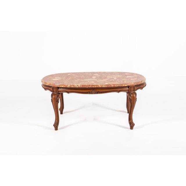 Vintage Louis XV Style Coffee Table with Marble Top For Sale - Image 5 of 16