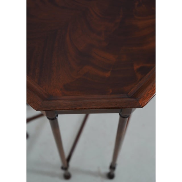 Councill Fixed Tray Flame Mahogany Inlaid Cocktail Coffee Table For Sale In Philadelphia - Image 6 of 15