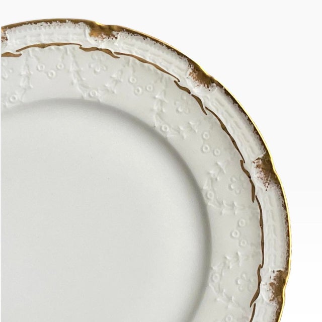 White Antique Haviland Limoges Plates White Gold Floral - Set of 4 For Sale - Image 8 of 11